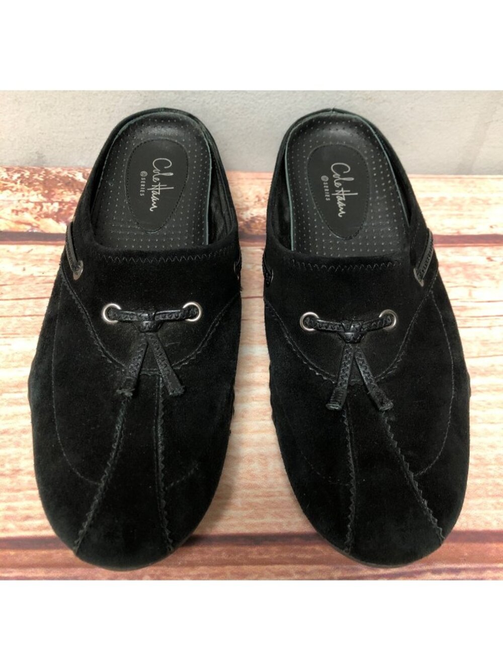 Cole Haan Womens 7 B Air G Series Black Leather Mule Slip On Shoes